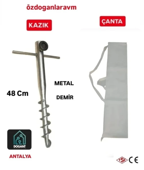 Plaj Kamp Deniz 2 li Set Şemsiye Çantası Demir 48 Cm Kazık ürün görseli 1