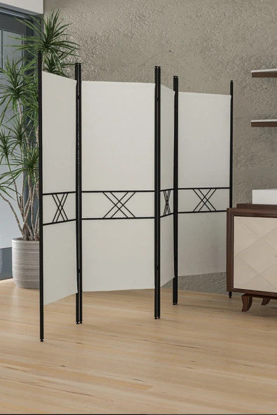 Retodesign 4 KANATLI BEYAZ PARAVAN 1444B ürün görseli 1