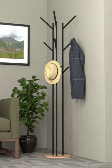 Retodesign 9 Askılı Portmanto Askılık, Elbise Askısı Atlantik Çam Tablalı ürün görseli 1