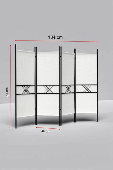 Retodesign 4 KANATLI BEYAZ PARAVAN 1444B - Resim 4