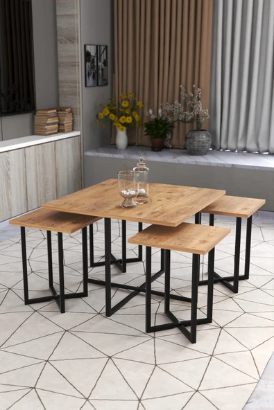 Retodesign Açelya Kare Orta Sehpa Ve 4 Zigon Sehpalı Takım 5005 ürün görseli 1