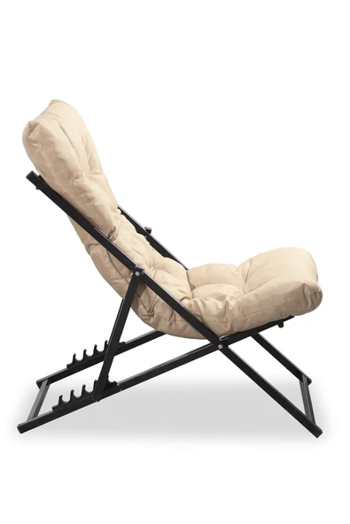 Retodesign Katlanır Şezlong Krem 1781 - Resim 2