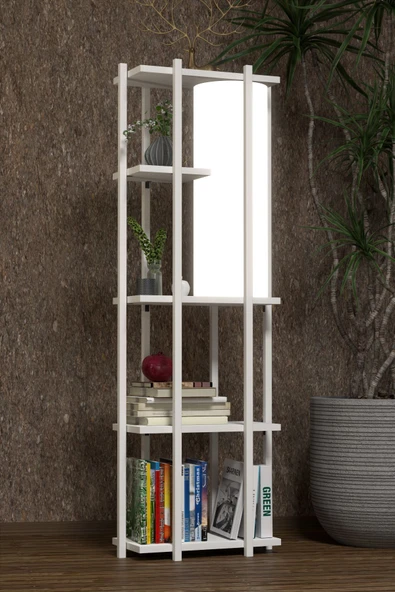 Retodesign RETOHOME 5 RAFLI LAMBADERLİ KİTAP RAFI.,KİTAPLIKLI LAMBADER BEYAZ ürün görseli 1