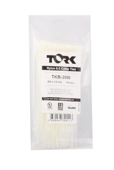 TORK Trk-100-2,5mm Beyaz 100lü Kablo Bağı ürün görseli 1