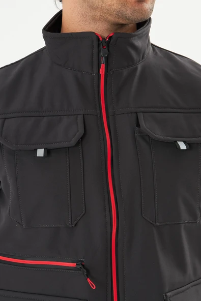 Orange Safety Softshell Füme Yelek - Resim 4