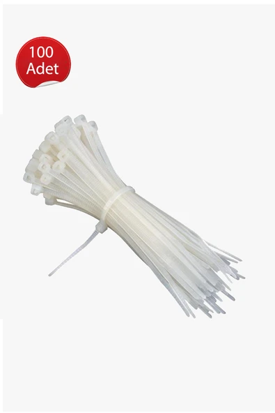Tanpet Beyaz 100 Adet Plastik Kelepçe Cırt Kablo 2.5x200MM ürün görseli 1