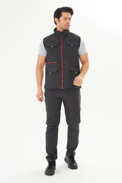 Orange Safety Softshell Füme Yelek - Resim 8