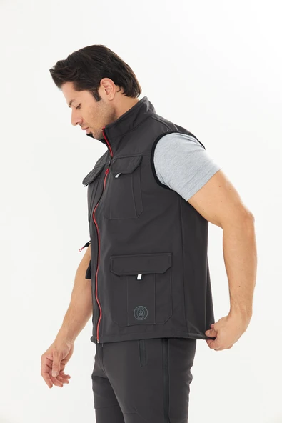 Orange Safety Softshell Füme Yelek - Resim 3