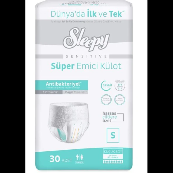 SLEEPY SENSITIVE ANTİBAKTERİYEL SÜPER EMİCi KÜLOT SMALL 30LU ürün görseli 1