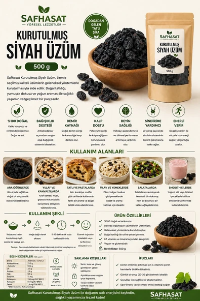 Safhasat Kurutulmuş Siyah Üzüm 500 g ürün görseli 1