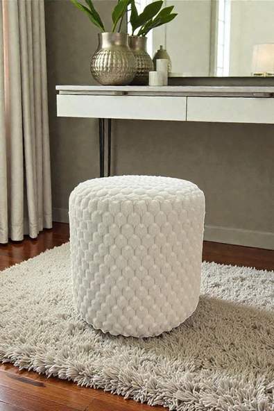 Silindir Puf - MILANO Yumuşak Rabbit Kumaş (Tavşan Tüyü) Modern Konforlu Dekoratif Puf&Bench ürün görseli 1