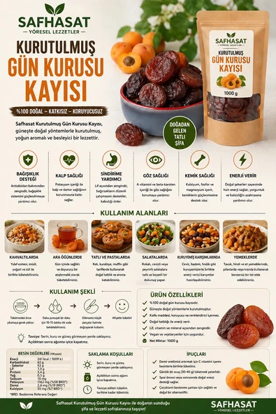 Safhasat Kurutulmuş Gün Kurusu Kayısı 1000 g ürün görseli 1