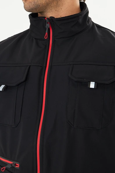 Orange Safety Softshell Siyah Yelek - Resim 5