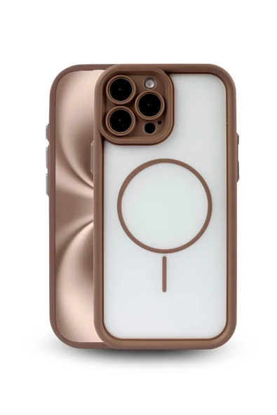 iPhone 16 Pro Max Uyumlu Kamera Korumalı Magsafe Wireless Şarj Özellikli Mat Silikon Haki renkli Silikon Telefon Kılıfı ürün görseli 1