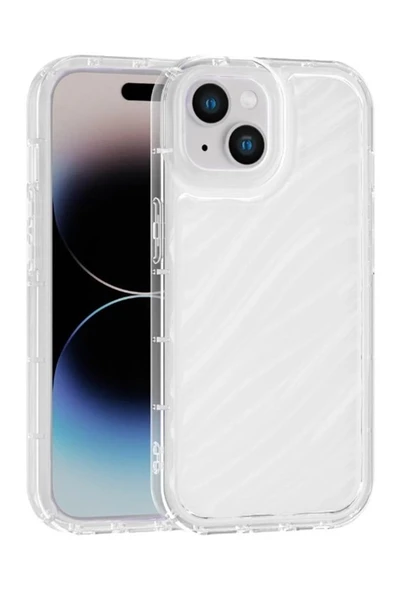 iPhone 15 Uyumlu Telefon Kılıfı Kamera Çıkıntılı Kabartmalı Parlak Desenli Darbe Emici Silikon Kılıf ürün görseli 1