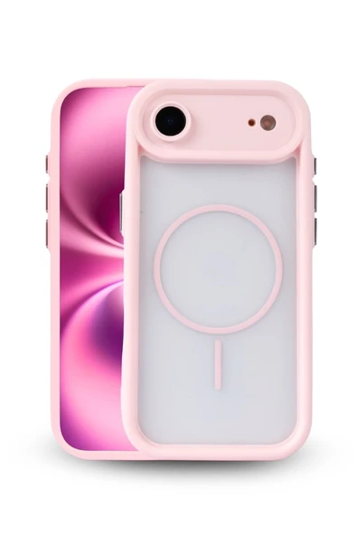 iPhone Air Uyumlu Kamera Korumalı Magsafe Wireless Şarj Özellikli Mat Silikon Pembe renkli Silikon Telefon Kılıfı ürün görseli 1