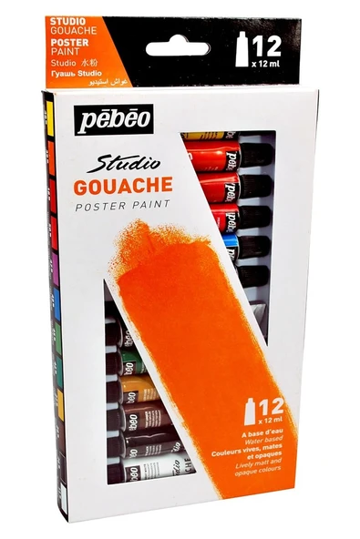 Pepeo Guaj Boya 12 Renk 12 ml 1 Paket Guaj Boya Seti 12 li Ahşap Tuval Taş Ağaç Boyamalar İçin İdea Boyama Seti ürün görseli 1