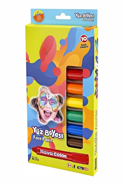 Yüz Boyası 10 Renk 1 Paket Face Paint Çevirmeli Yüz Boyası Canlı Renkler ürün görseli 1