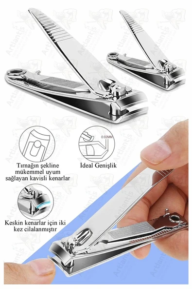 Tırnak Makası 2 li 1 Paket Premium El ve Ayak Tırnağı Makası Törpülü Paslanmaz Çelik Hassas Kesim Erkek Kadın Çocuk ürün görseli 1