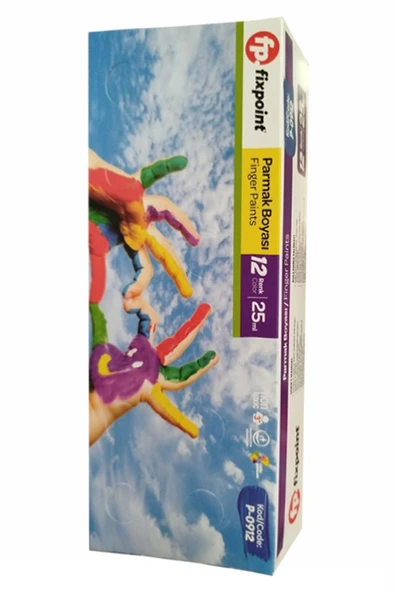 Parmak Boya 12 Renk 1 Adet Fixpoint 25 ml 12 li Parmak Boya Resim Dersi Su Bazlı Resim Okul Öncesi Kreş Anasınıfı ürün görseli 1