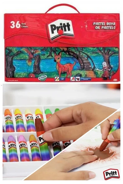 Pastel Boya 36 Renk Plastik Çantalı 1 Adet Tutucu Hediyeli Pritt Pastel Boya 36 lı Çantalı Canlı Renkler ürün görseli 1