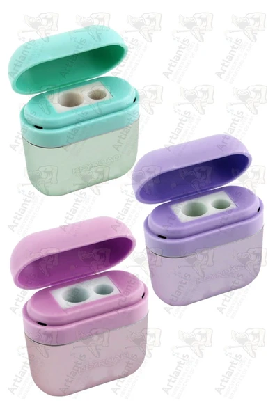Kalemtraş 2 li 3 Adet Kulaklık Kutulu Airpods Hazneli Jumbo ve Standart Kalem Açacağı Plastik Kalemtıraş ürün görseli 1