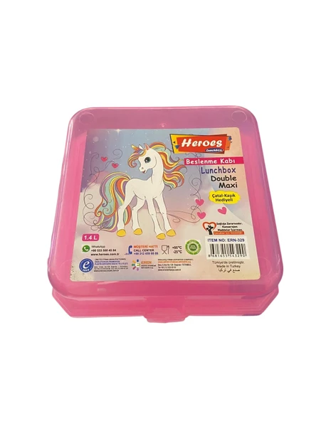 Beslenme Kutusu 4 Bölmeli Unicorn Açık Pembe Renk Kız Figürlü 1 Adet Yemek Saklama Kabı Beslenme Çantası ürün görseli 1