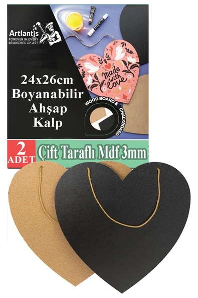 Boyanabilir Çift Taraflı Kalp Mdf 2 Li 1 Paket Kalp Tabela Kapı Duvar Yazı Yazmak Süslemek Dekoratif Hobi Sanat Seti ürün görseli 1