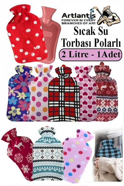Sıcak Su Torbası 1 Adet 2 Litre Renkli Polar Yıkanabilir Kılıflı Su Torbası Karın Bel Ayak Ağrı Kauçuk Sevimli ürün görseli 1