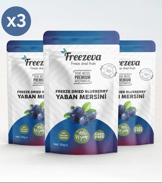 3'lü Paket Dondurularak Kurutulmuş Yaban Mersini (Freeze Dried Yaban Mersini 3x20 gr ürün görseli 1