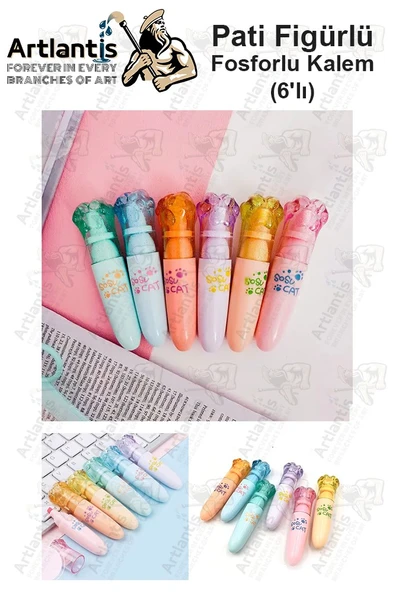 Pati Fosforlu Kalem 1 Paket 6 Renk Sevimli Pati Figürlü İşaret Kalemi Mini 6 lı Fosforlu Kalem ürün görseli 1