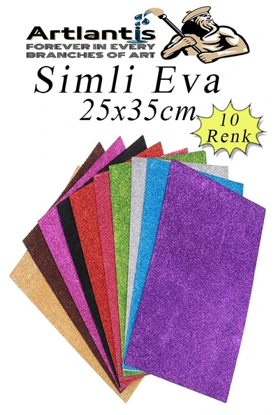 Simli Eva 25x35 cm 10 Renk 1 Paket Simli Eva Süngeri 10'lu Okul Kreş Anasınıfı Elişi Etkinlikleri ürün görseli 1