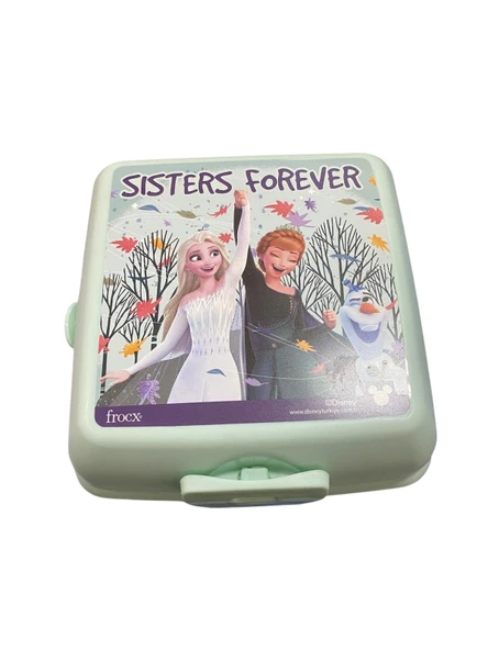Beslenme Kutusu 4 Bölmeli Frozen Mint Yeşili Renk Kız Figürlü 1 Adet Yemek Saklama Kabı Beslenme Çantası ürün görseli 1