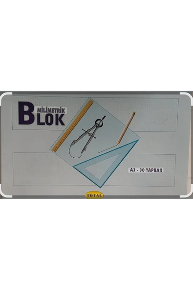 TOTAL A3 MİLİMETRİK DEFTER 30 YP MAVİ TOTAL ürün görseli 1