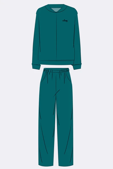 Anıl Kadın Kadife Dokulu Fermuarlı Uzun Kollu Sweatshirt ve Pantolon Takım (11560) ürün görseli 1