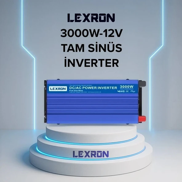 Lexron - İnges 12 Volt 3000 Watt Tam Sinüs İnverter - 12v 3 kw 220 volt çevirici invertör ürün görseli 1