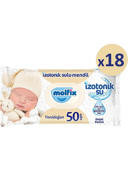 Molfix Yenidoğan Izotonik Islak Mendil 18 Paket x 50 Yaprak- 900 Yaprak ürün görseli 1