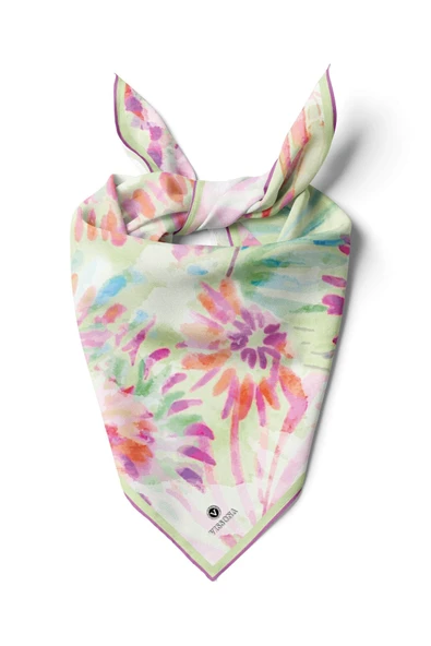 100% Silk Women's Patterned Multi-Colored Scarfs, Neck for Women ürün görseli 1