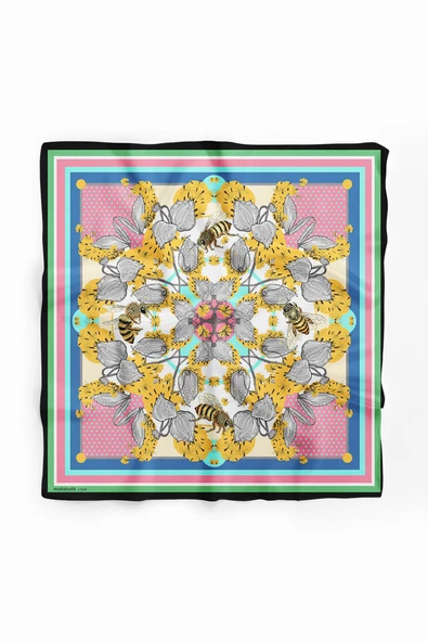 F55 ABSTRACT FLORAL BANDANA - Resim 2