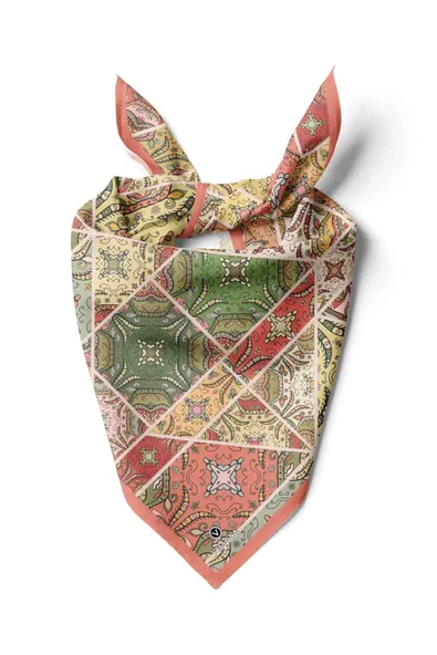 100% Silk Headscarf for Women - 22"x 22" inch Hair Scarf Ethnic Pattern Silk Headscarf Bandanas Square Silk ürün görseli 1