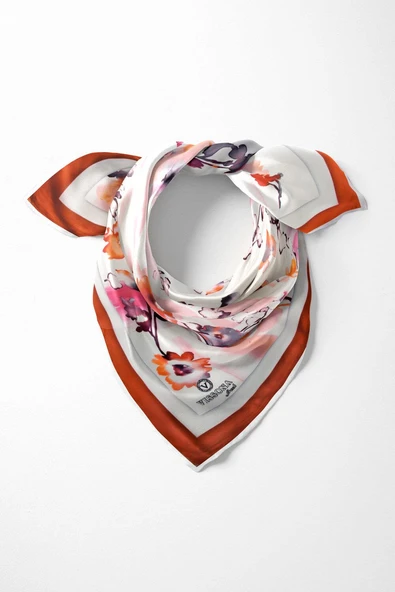 %100 İpek Kadın Desenli Bandana 80x80 ürün görseli 1