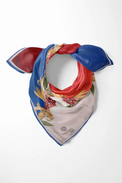 %100 İpek Kadın Desenli Bandana 80x80 ürün görseli 1