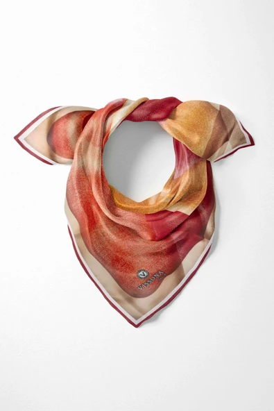 %100 İpek Kadın Desenli Bandana 80x80 ürün görseli 1