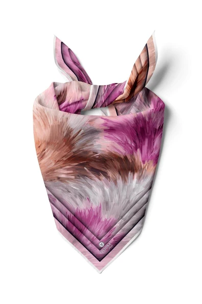 %100 İpek Kadın Desenli Bandana 80x80 ürün görseli 1