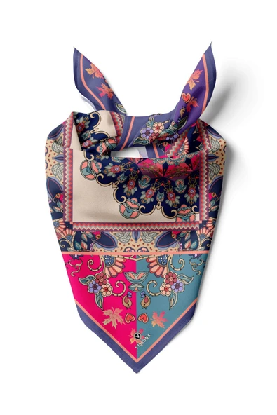 %100 İpek Etnik Desenli Kadın Bandana ürün görseli 1