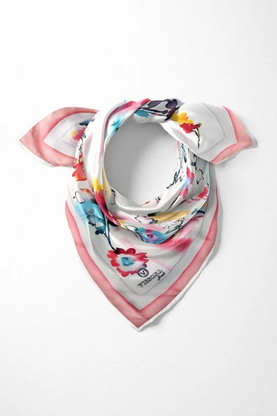 %100 İpek Kadın Desenli Bandana 80x80 ürün görseli 1
