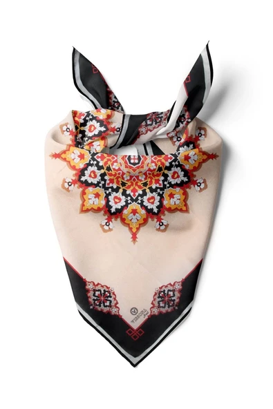 %100 İpek Kadın Desenli Bandana 80x80 ürün görseli 1