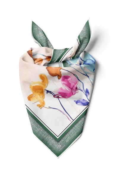 %100 İpek Kadın Desenli Bandana 80x80 ürün görseli 1