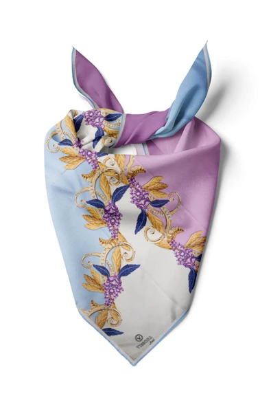 %100 İpek Kadın Desenli Bandana 80x80 ürün görseli 1