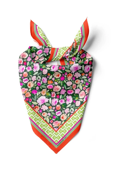 Y93 WATERCOLOR  FLOWERS TASARIMLI BANDANA DG12057 ürün görseli 1